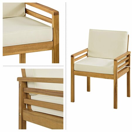 Alaterre Furniture Okemo Weather-Resistant Acacia Wood Outdoor 3Pc Patio Set - 2 Chairs, Side Table, Cream Cushions ANOK0214ANO